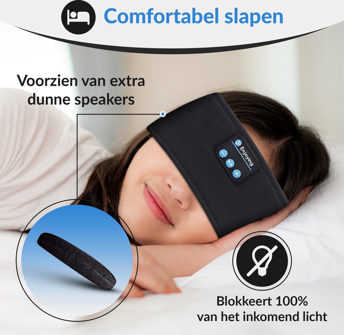 Slaapmasker Bluetooth Zwart