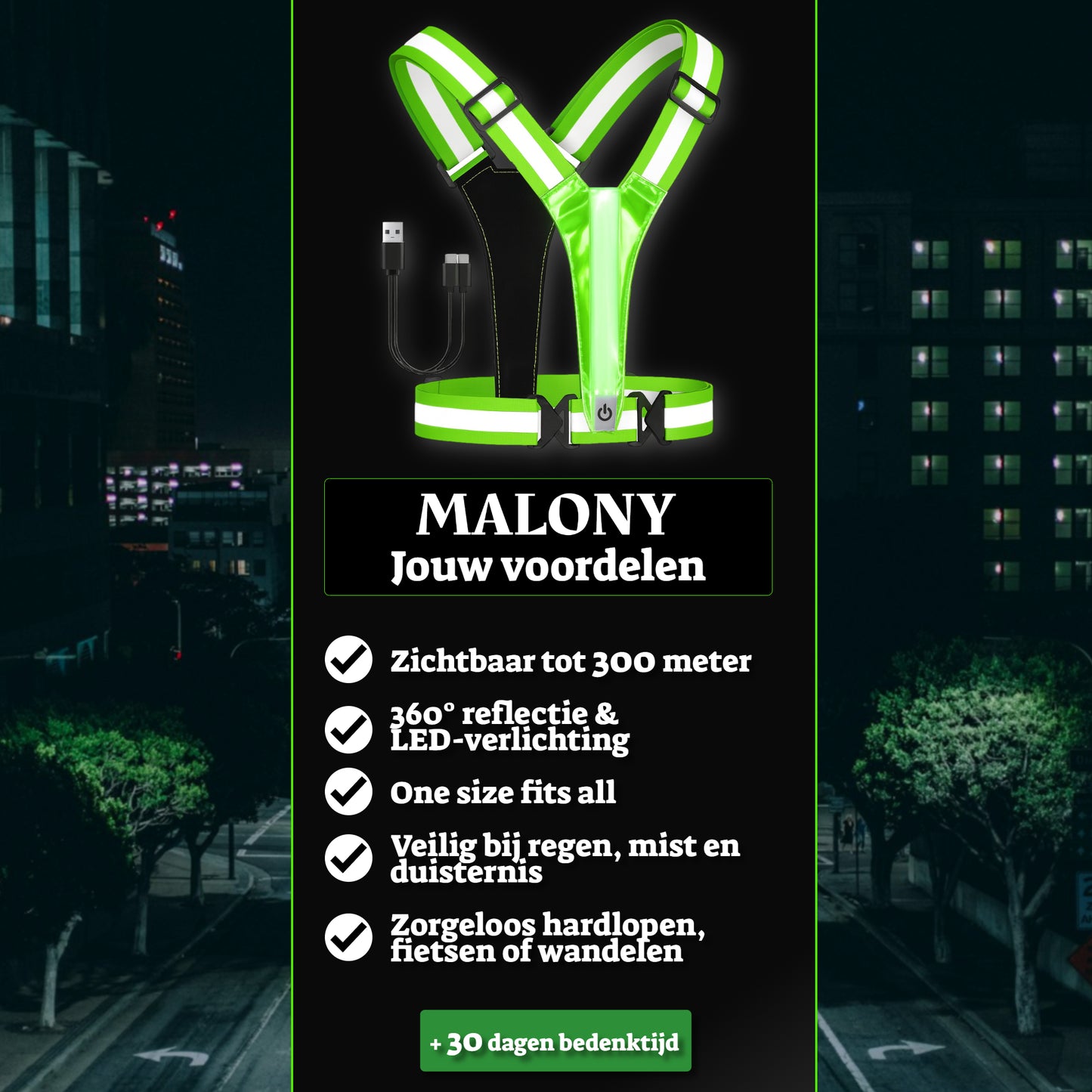 Malony Hardloopvest met Verlichting